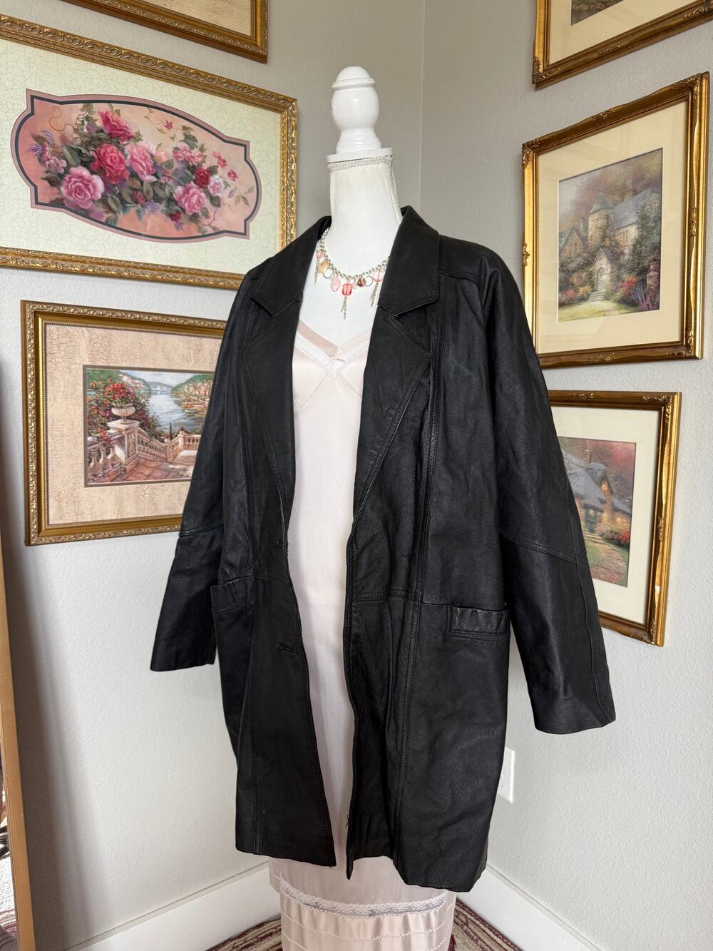 Vintage Black N.Y.D.A. Leather Coat